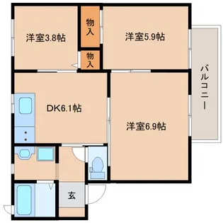 ディアコートA棟【1階】の間取り