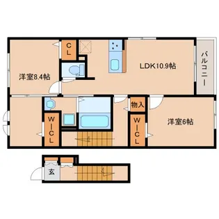 ハイツ大和【201号室】の間取り