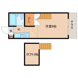 レオパレス法華寺【108号室】の間取り
