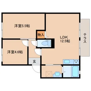 アスティオン飛鳥C【102号室】の間取り