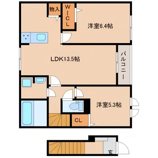 マノワール磯城【206号室】の間取り