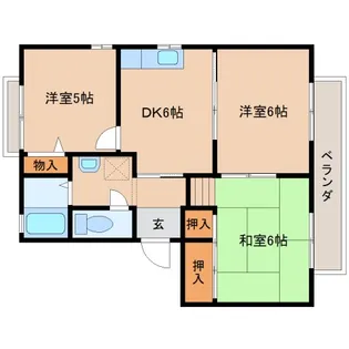 ベルビュB【1階】の間取り