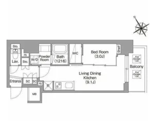 バウスフラッツ蔵前【9階】の間取り