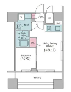 クレヴィアリグゼ日暮里【9階】の間取り