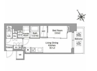 バウスフラッツ蔵前【13階】の間取り