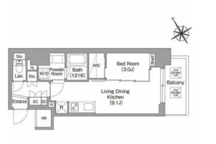 バウスフラッツ蔵前【11階】の間取り