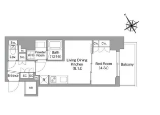 バウスフラッツ蔵前【2階】の間取り