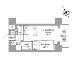 バウスフラッツ蔵前【9階】の間取り