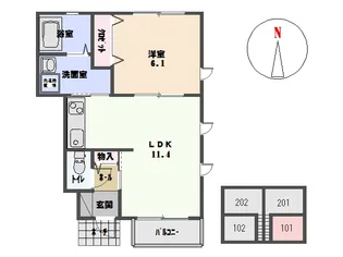 グランドパール【102号室】の間取り