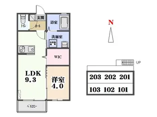 メゾンジュネス【1階】の間取り