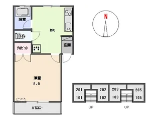富岡ハイツ【103号室】の間取り