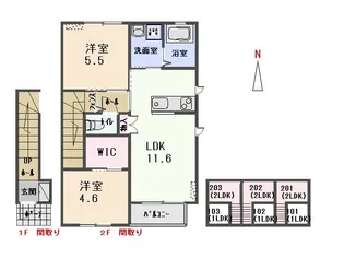 ウィルコート【203号室】の間取り
