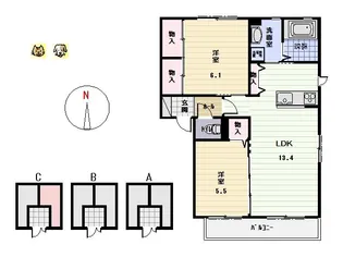 ヴィラ・クオレールC【201号室】の間取り