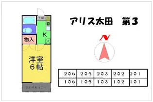アリス太田第3【206号室】の間取り