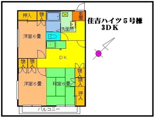 住吉ハイツ5号棟【A-3号室】の間取り