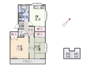 ローズパークII【102号室】の間取り