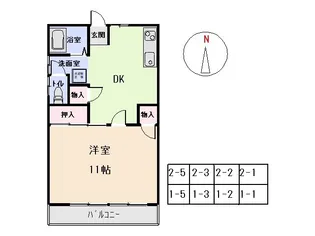 ラ・ヴェルディ龍舞【1-2号室】の間取り