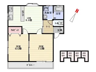 エステート A【201号室】の間取り