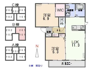ニコ・アベニュー B【2階】の間取り