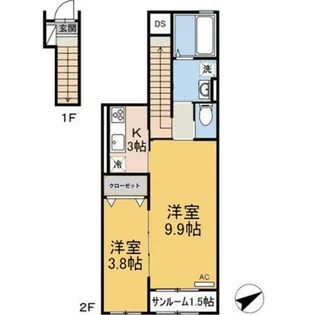 メゾン・ド・リヴァージュ A棟【2階】の間取り