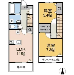 ミラヴィルタス 東棟【1階】の間取り