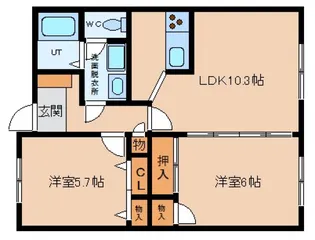 ログマン南原【105号室】の間取り
