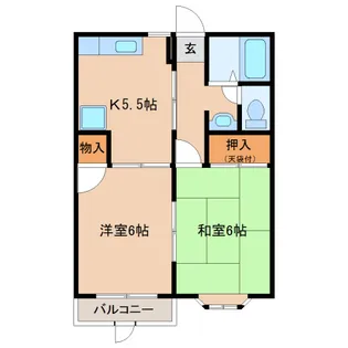カントリーホームⅡ【102号室】の間取り