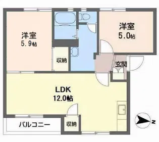 リバーサイドⅡ A棟【101号室】の間取り