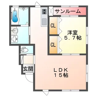 Lune Bleu(ルナ・ブルー)【107号室】の間取り