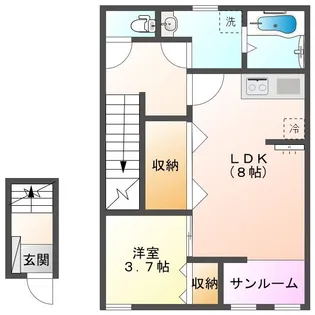 VILLA COURT CARROT寺町【202号室】の間取り