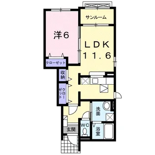 ソレアードのぞみ Ⅲ【1階】の間取り