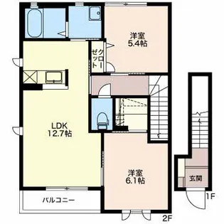 SH・シュクレ山代【2階】の間取り