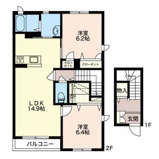 SH・るんごふゅーめいまえ【201号室】の間取り