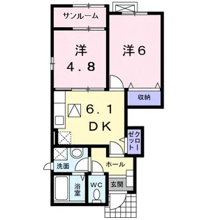 ジュール フェリエ【1階】の間取り