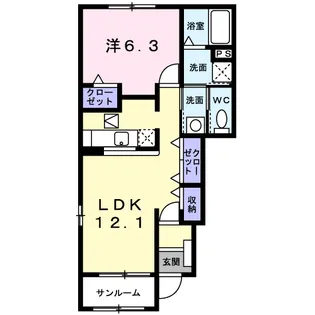 シュクレ ポワール【1階】の間取り