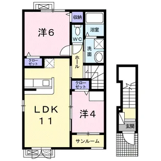 One Heart B【2階】の間取り
