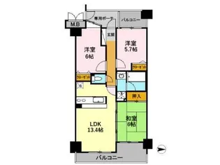 金沢駅西グリーンマンション【4階】の間取り