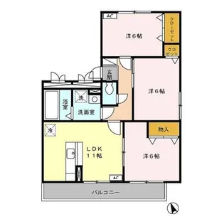ハリークレスト A【2階】の間取り
