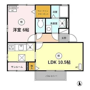 ウエスト ミエール B【105号室】の間取り