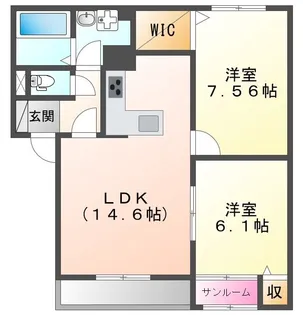 ヴィアーレ泉野【302号室】の間取り
