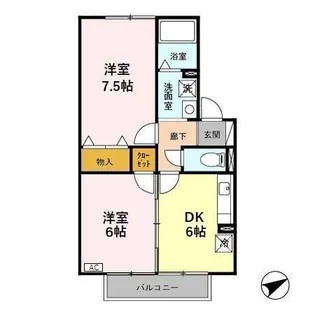 ラフィネ北間【2階】の間取り