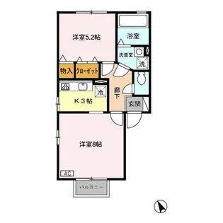 インフィール B【203号室】の間取り