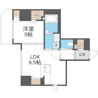 LaCasa上汐【601号室】の間取り