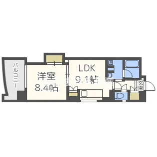 マスターズレジデンス道頓堀Ⅱ【3階】の間取り