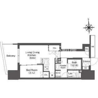 コンフォリア・リヴ本町WESTQ【1707号室】の間取り