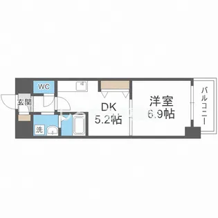 フロンティアタワー九条Ⅱ【304号室】の間取り