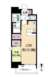 セレニテフラン本町【1404号室】の間取り