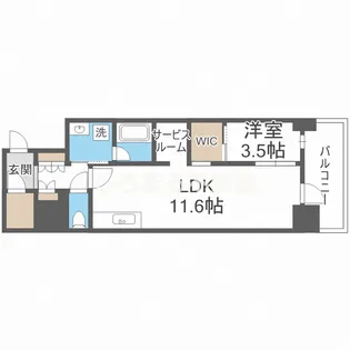 コンフォリア・リヴ北久宝寺Q【6階】の間取り