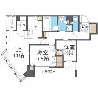 パークタワー北浜【508号室】の間取り