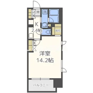 パークアクシス大阪新町【704号室】の間取り